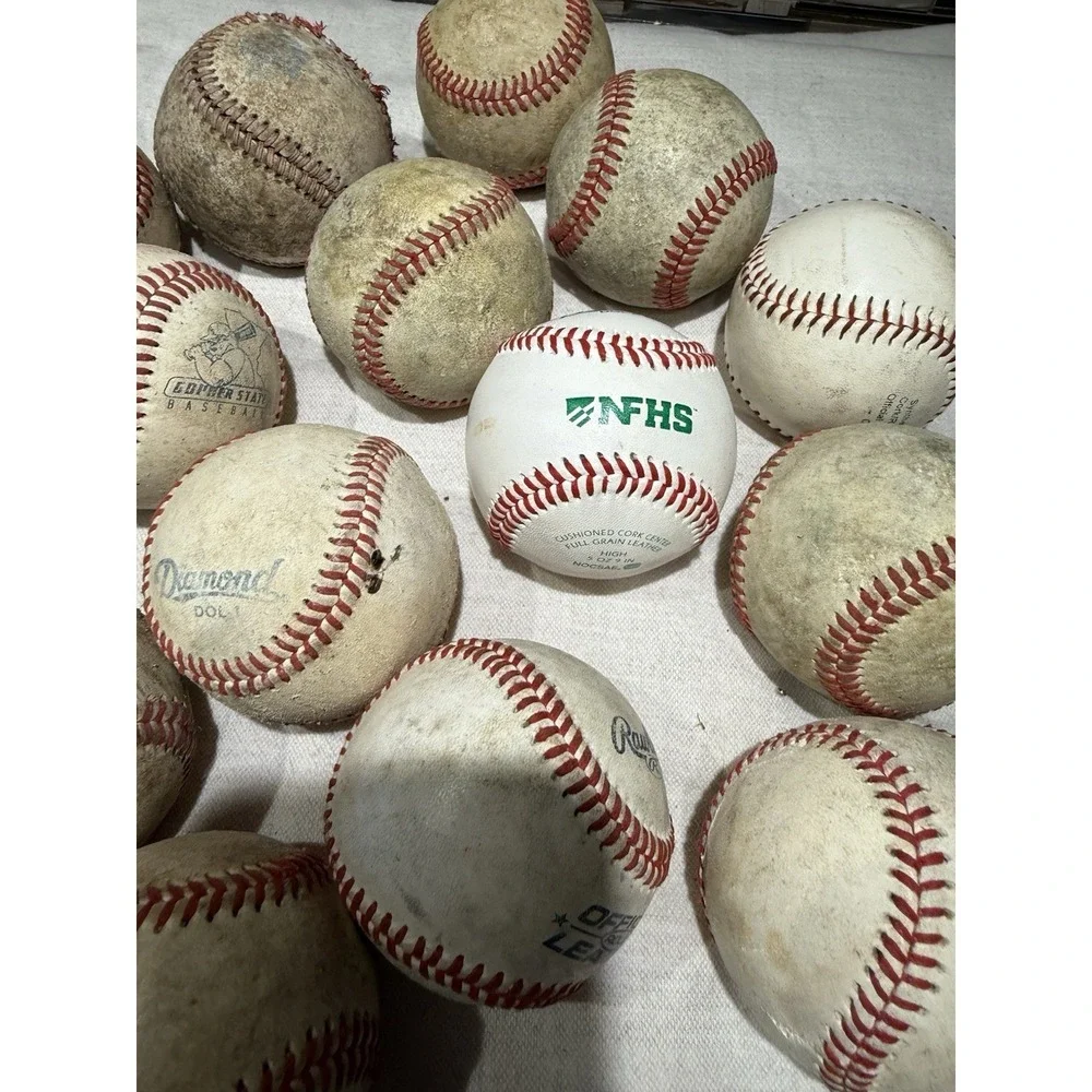 Lot Of 15 Baseballs & 1 Softball Diamond (4) Rawlings Worth Wilson Unbranded Vtg